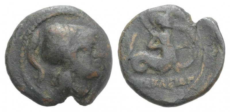 Southern Lucania, Herakleia, 3rd-1st centuries BC. Æ (14mm, 2.09g, 6h). Helmeted...