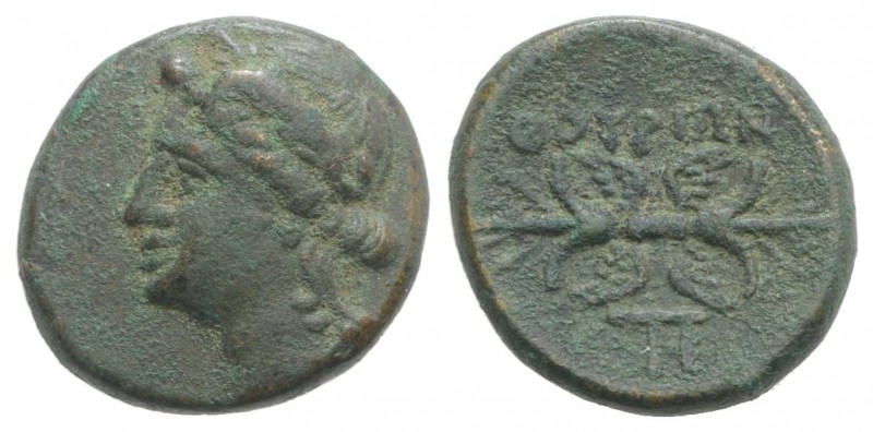 Southern Lucania, Thourioi, c. 280-213 BC. Æ (15mm, 3.16g, 6h). Laureate head of...