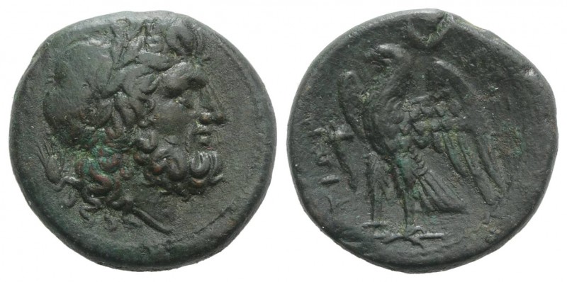 Bruttium, The Brettii, c. 214-211 BC. Æ Unit (23mm, 8.15g, 11h). Laureate head o...