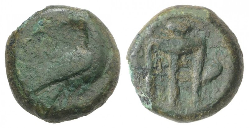 Bruttium, Kroton, c. 375-325 BC. Æ (13mm, 3.37g, 6h). Eagle standing r., head re...