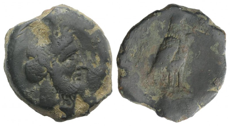 Bruttium, Lokri Epizephrioi, c. 317-289 BC. Æ (22mm, 10.30g, 6h). Laureate head ...