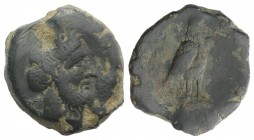 Bruttium, Lokri Epizephrioi, c. 317-289 BC. Æ (22mm, 10.30g, 6h). Laureate head of Zeus r. R/ Eagle standing r. on rock. HNItaly 2352; SNG ANS 533-5. ...