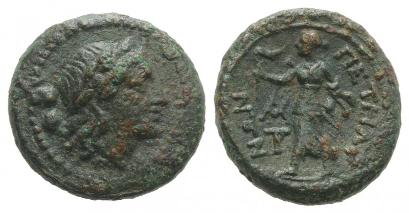 Bruttium, Petelia, late 3rd century BC. Æ Sextans (15mm, 3.16g, 3h). Laureate he...