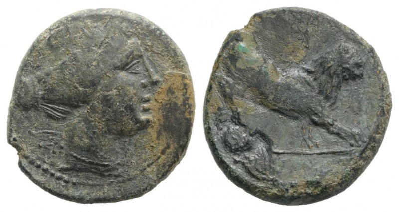 Bruttium, Rhegion, late 3rd century BC. Æ (22mm, 7.06g, 6h). Diademed head of Ar...
