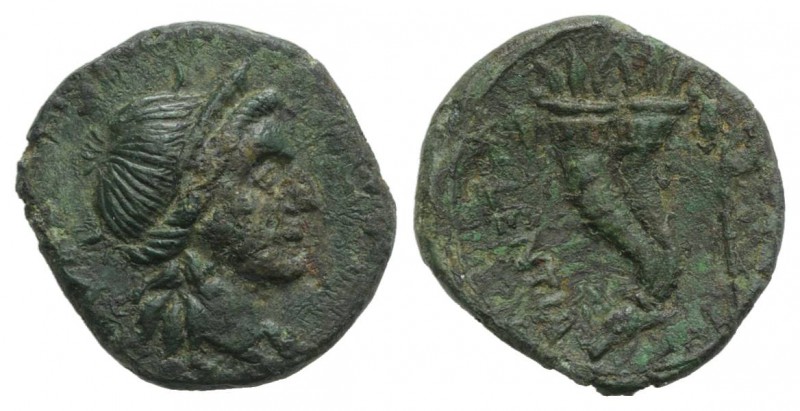 Bruttium, Vibo Valentia, c. 193-150 BC. Æ Semis (17mm, 2.81g, 9h). Diademed head...