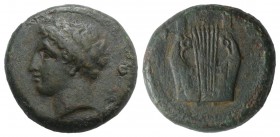Sicily, Adranon, c. 340-330 BC. Æ Hexas (21mm, 8.24g, 12h). Laureate head of Apollo l. R/ Kithara. Campana 4; CNS III, 4 OS (Ameselon); SNG ANS 1155-6...
