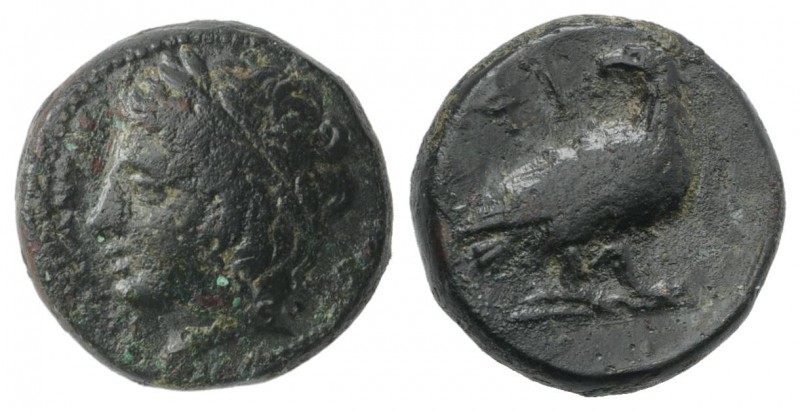 Sicily, Akragas. Phintias (287-279 BC). Æ (14mm, 4.36g, 3h). Laureate head of Ap...