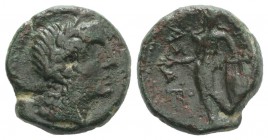 Sicily, Alaisa Archonidea, c. 95-44 BC. Æ (19mm, 5.91g, 12h). Laureate head of Apollo r. R/ Apollo standing l., holding laurel branch and leaning on k...