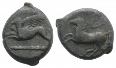 Sicily, "Kainon", c. 360-340 BC. Æ (22mm, 8.57g, 3h). Griffin springing l. R/ Horse prancing l., trailing rein. Campana 1; CNS I, 1; SNG ANS 1169-74 (...
