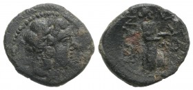 Sicily, Katane, c. 3rd-2nd century BC. Æ Hexas (17mm, 2.79g, 12h). Head of Apollo r. R/ Aphrodite standing r., holding dove; in field II. CNS III, 25;...
