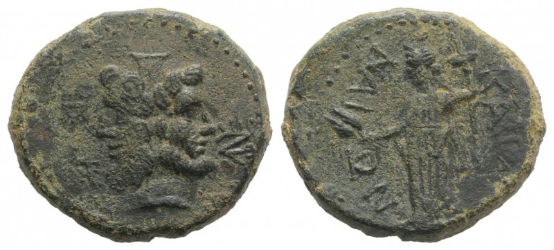 Sicily, Katane, c. 2nd century BC. Æ (24mm, 11.32g, 12h). Janiform head of Serap...