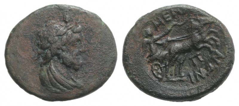 Sicily, Menaion, c. 200-150 BC. Æ Pentonkion (18mm, 3.27g, 12h). Laureate and dr...