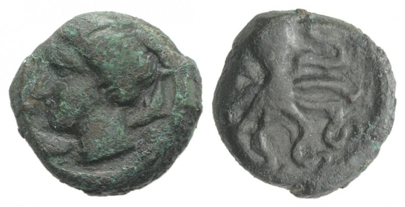 Sicily, Syracuse, c. 425-410 BC. Æ Tetras (12mm, 2.87g, 9h). Head of Arethusa l....