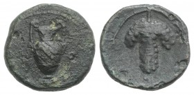 Korkyra, c. 400-338 BC. Æ (13mm, 2.00g, 12h). Amphora. R/ Grapes. SNG Copenhagen 165; HGC 6, 89. Near VF