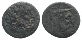 Akarnania, The Oiniadai, c. 219-211 BC. Æ (22mm, 5.38g, 6h). Laureate head of Zeus r. R/ Head of Achelous r. BCD Akarnania 351-2; SNG Copenhagen 402. ...