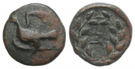 Sikyon, c. 330-270 BC. Æ Chalkous (12mm, 1.93g, 12h). Dove flying l. R/ Σ within wreath with tie above. BCD Peloponnesos 304.2. Brown patina, VF