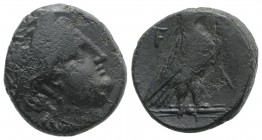 Elis, Olympia, early 30s BC. Æ Diassarion (22mm, 13.86g, 11h). Head of Hera r., wearing ornamented stephanos. R/ Eagle standing r. on thunderbolt. BCD...