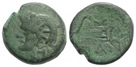 Cimmerian Bosporos, Pantikapaion, c. 304/3-250 BC. Æ (21mm, 6.80g, 6h). Wreathed head of Pan l.; c/m: star. R/ Bow and arrow. MacDonald 116; HGC 7, 11...