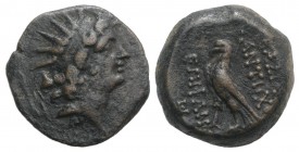 Seleukid Kings, Antiochos VIII (121/0-97/6 BC). Æ (18mm, 6.61g, 1h). Antioch, uncertain date. Radiate and diademed head r. R/ Eagle with closed wings ...