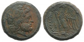 Ptolemaic Kings of Egypt, Ptolemy II (285-246 BC). Æ (26mm, 16.18g, 12h). Diademed head of Zeus-Ammon r. R/ Eagle standing l. on thunderbolt; shield t...