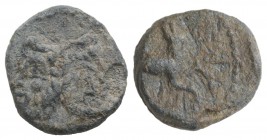 Roman PB Tessera, c. 3rd-2nd century BC (14mm, 3.15g, 11h). Head of Janus. R/ Horse standing r. Near VF