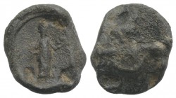 Roman PB Seal, c. 1st century BC - 1st century AD (15mm, 2.76g). Figure standing r., (Salus?). VF