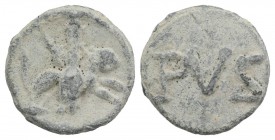 Roman PB Tessera, c. 1st century BC - 1st century AD (16mm, 3.40g, 6h). Cybele seated on lion running r. R/ PVS. VF