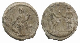 Roman PB Tessera, c. 1st century BC - 1st century AD (19mm, 3.66g, 12h). Fortuna standing l., holding rudder and cornucopiae. R/ Venus standing r., le...