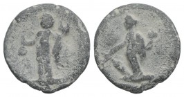 Roman PB Tessera, c. 1st century BC - 1st century AD (19mm, 5.22g, 12h). Fortuna standing l., holding rudder and cornucopiae. R/ Mercury standing l., ...