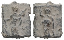Roman PB Tessera, c. 1st century BC - 1st century AD (16mm, 3.04g, 12h). Fortuna standing l., holding rudder and cornucopiae. R/ Minerva(?) standing l...