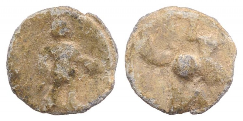 Roman PB Tessera, c. 1st century BC - 1st century AD (13mm, 1.86g). Hercules(?) ...