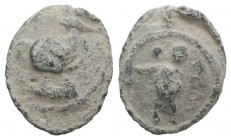 Roman PB Tessera, c. 1st century BC - 1st century AD (15.5mm, 3.41g, 12h). Mercury(?) standing l. R/ Cock walking r. Cf. Rostowzew 2664. VF