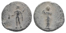 Roman PB Tessera, c. 1st century BC - 1st century AD (14mm, 2.33g, 12h). Mercury standing l., holding purse and caduceus. R/ Venus(?) standing facing....