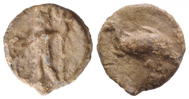 Roman PB Tessera, c. 1st century BC - 1st century AD (15mm, 2.95g, 12h). Neptune...