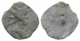 Roman PB Tessera, c. 1st century BC - 1st century AD (13mm, 1.94g). Radiate and draped bust of Sol(?) r. R/ Blank. VF