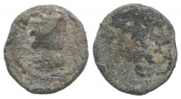 Roman PB Tessera, c. 1st century BC - 1st century AD (14mm, 2.20g). Radiate and draped bust of Sol(?) r. R/ Blank. About VF