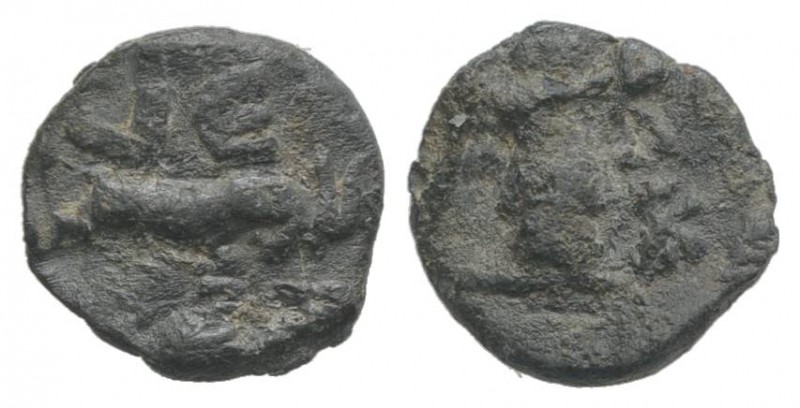 Roman PB Tessera, c. 1st century BC - 1st century AD (9mm, 0.80g). Victory stand...
