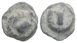 Roman PB Tessera, c. 1st century BC - 1st century AD (15mm, 5.25g). Bucranium. R/ Bucranium(?). Cf. Rostowzew 1097. Near VF