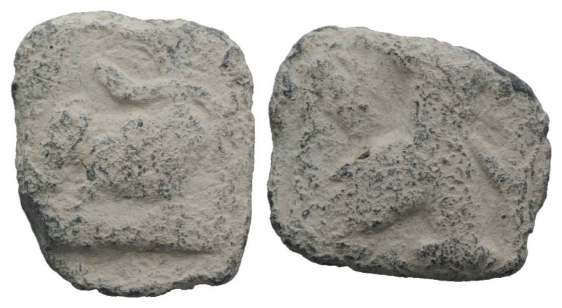 Roman PB Tessera, c. 1st century BC - 1st century AD (15mm, 3.48g, 12h). Goat st...
