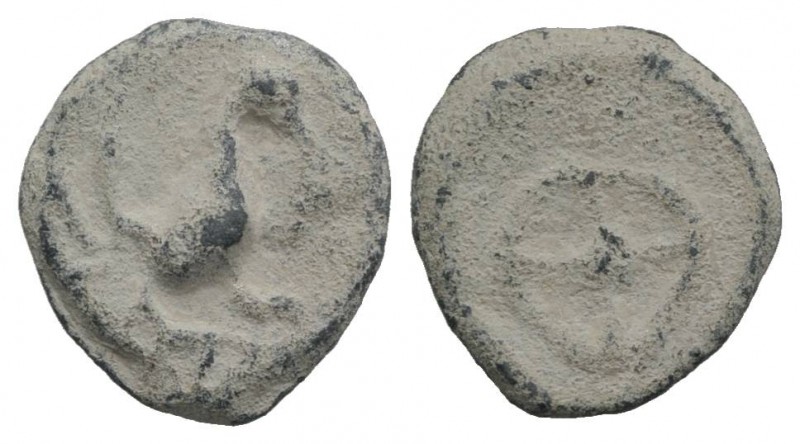 Roman PB Tessera, c. 1st century BC - 1st century AD (16mm, 3.12g). Goose standi...