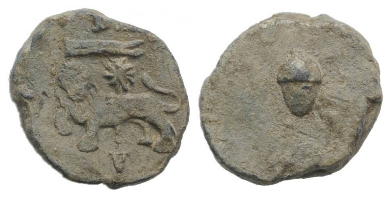 Roman PB Tessera, c. 1st century BC - 1st century AD (12mm, 2.40g, 6h). Lion adv...