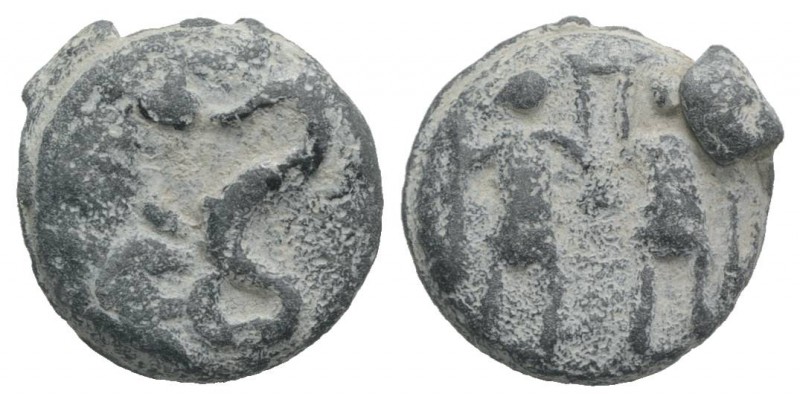 Roman PB Tessera, c. 1st century BC - 1st century AD (17mm, 6.47g, 9h). Triton l...