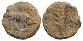 Roman PB Tessera, c. 1st century BC - 1st century AD (17mm, 3.77g, 3h). Palm-branch. R/ Palm-branch. Near VF