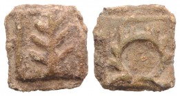 Roman PB Tessera, c. 1st century BC - 1st century AD (16mm, 4.10g, 12h). Wreath. R/ Branch. Rostowzew 3286. VF