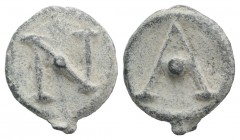 Roman PB Tessera, c. 1st century BC - 1st century AD (19mm, 3.75g, 12h). Large A with pellet. R/ Large N with pellet. Rostowzew 3367. VF