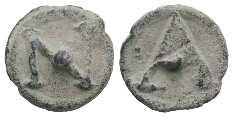 Roman PB Tessera, c. 1st century BC - 1st century AD (16mm, 3.67g, 12h). Large A...
