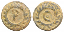Roman PB Tessera, c. 1st century BC - 1st century AD (19mm, 4.84g, 12h). Large C with pellet, within wreath. R/ Large P with pellet, within wreath. VF