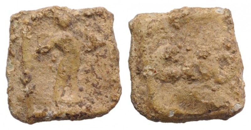 Roman PB Tessera, c. 1st century BC - 1st century AD (11mm, 1.63g, 12h). CM. R/ ...