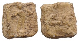 Roman PB Tessera, c. 1st century BC - 1st century AD (11mm, 1.63g, 12h). CM. R/ Figure standing facing. Near VF