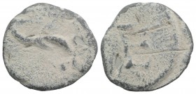 Roman PB Tessera, c. 1st century BC - 1st century AD (24.5mm, 8.85g, 3h). Large F (retrograde). R/ Lizard l. Holed, near VF